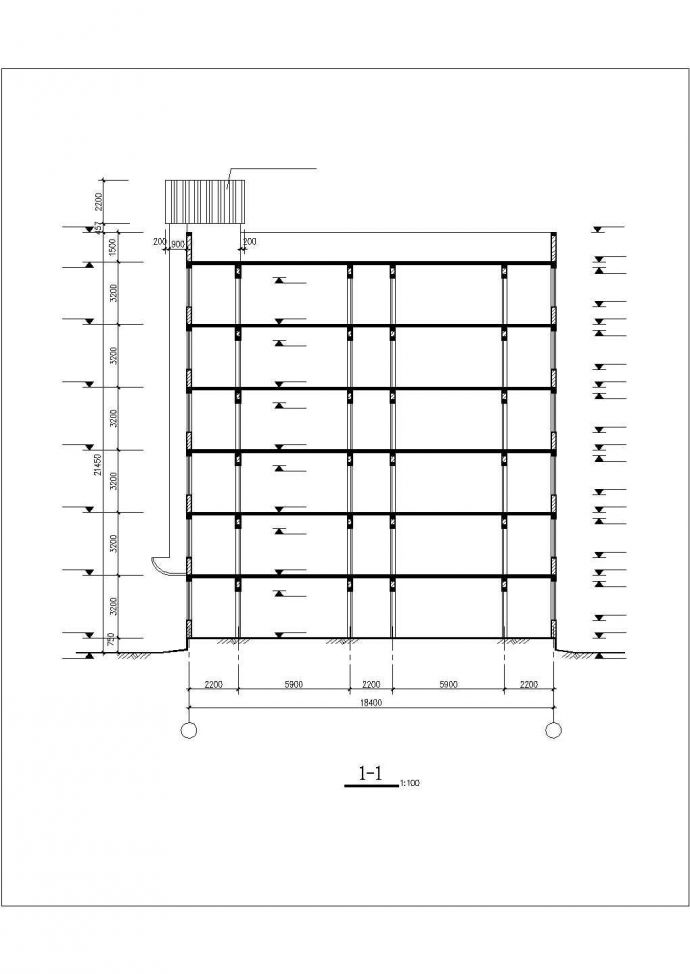 济南市某中学1.1万平米6层框架结构学生宿舍楼平立剖面设计CAD图纸_图1