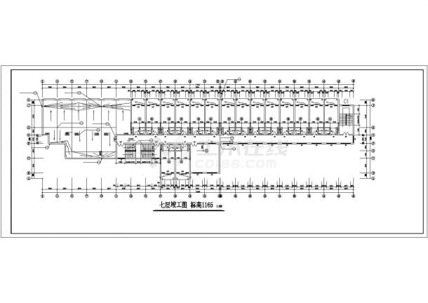 苏州某大学6300平米七层框架结构学生宿舍楼建筑设计CAD图纸-图二