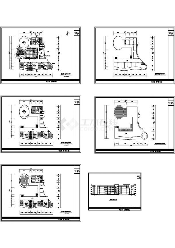 浙江幼儿园三层教学楼建筑设计施工cad图纸，共六张-图一