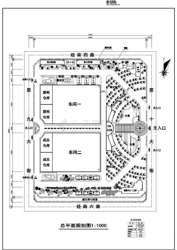 某总用地面积207592㎡（311.7亩）产业园区规划设计cad施工总平面图（含技术经济指标）-图一