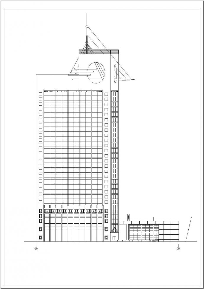 南方地区二十八层宾馆综合楼建筑设计CAD施工图_图1