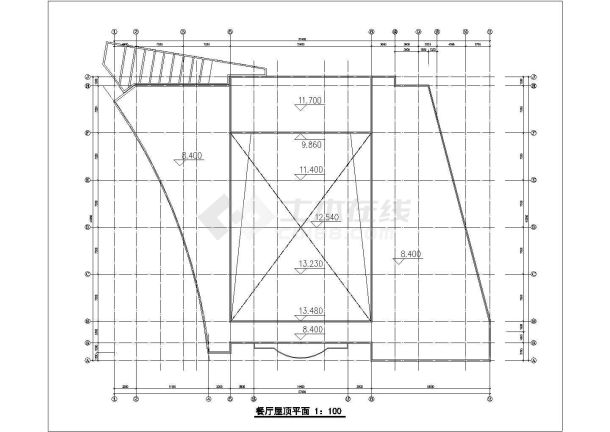 芜湖市某学校2100平米2层框架结构学生食堂建筑设计CAD图纸-图一