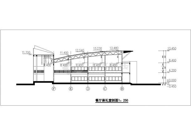芜湖市某学校2100平米2层框架结构学生食堂建筑设计CAD图纸-图二
