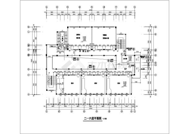 南阳市某中学4200平米6层砖混结构教学楼建筑设计CAD图纸-图一