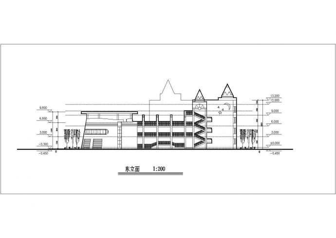 昆明市某社区2400平米4层框架结构托儿所平立剖面设计CAD图纸_图1