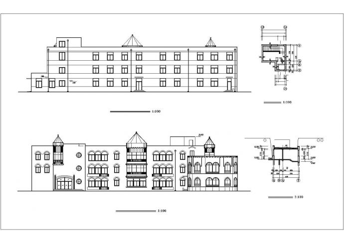 成都市某小区占地1千平米3层框架结构社区幼儿园建筑设计CAD图纸_图1