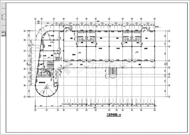 温州市某小区3200平米3层框架结构幼儿园建筑设计CAD图纸-图二