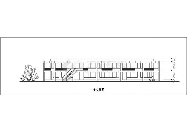 常熟市某社区1200平米2层框架结构幼儿园平立剖面设计CAD图纸-图一