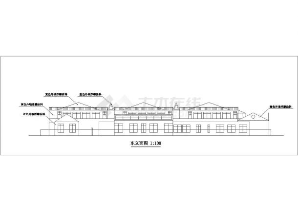 某私立幼儿园1800平米2层框架结构办公楼平立剖面设计CAD图-图一