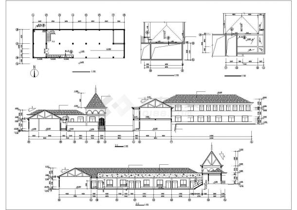 2600平米左右2层框架结构现代化幼儿园平立剖面设计CAD图纸-图一