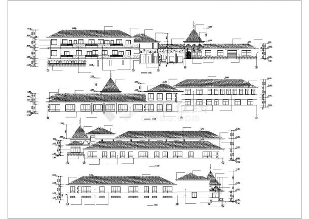 2600平米左右2层框架结构现代化幼儿园平立剖面设计CAD图纸-图二