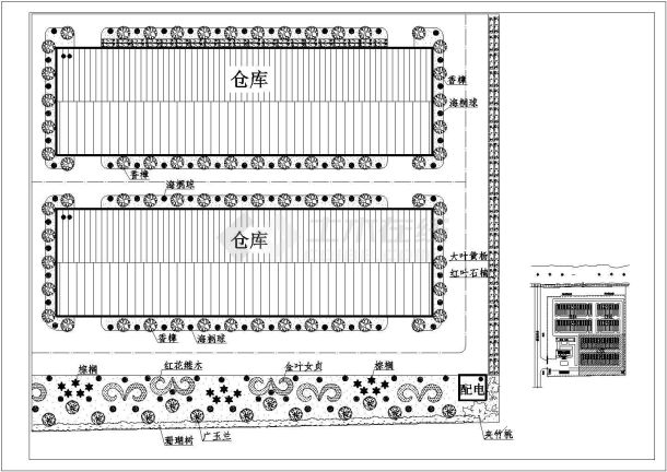 某大型化工厂绿化景观详细方案设计施工CAD图纸-图二