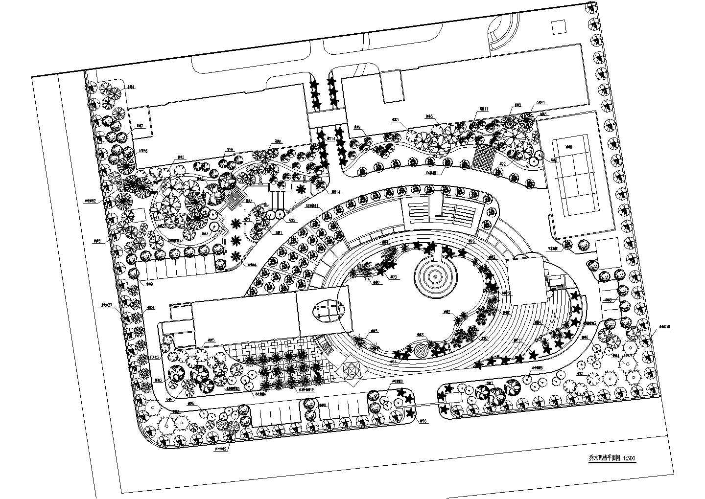 某地区厂区绿化乔木布置详细方案设计施工CAD图纸