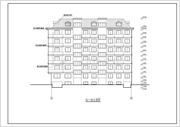 某多层框架结构现代风格普通住宅楼设计cad建施图-图一