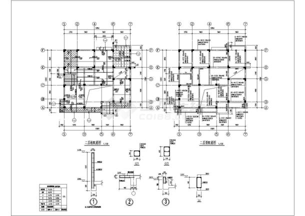 湖州某小区440平米三层框混结构独栋别墅全套结构设计CAD图纸-图一