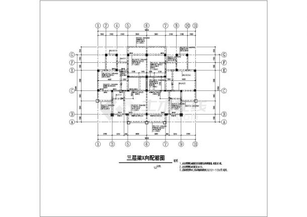 南昌某别墅区3层框架结构双拼单体别墅全套结构设计CAD图纸-图二