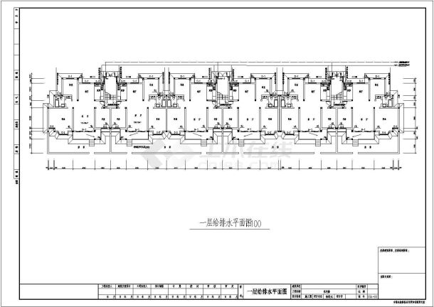 某6+1阁楼层(1梯2户3单元)住宅楼给排水设计cad详细施工图（含设计说明）-图一