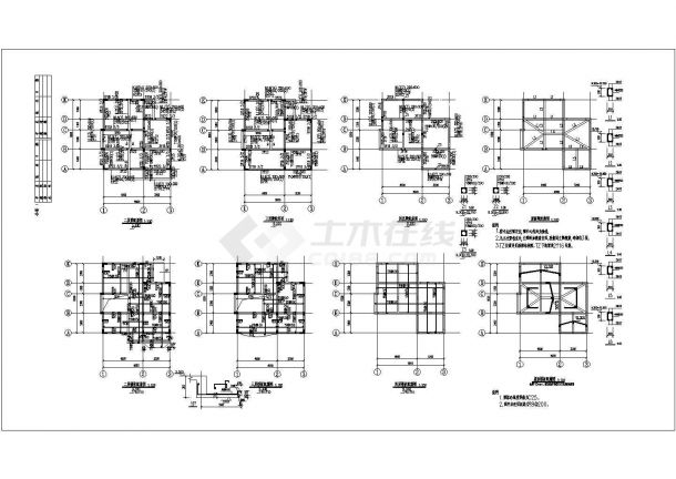 扬州某小区3层混合结构单体别墅全套结构设计CAD图纸-图一