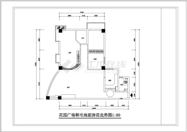 某花园广场高档住宅楼室内装修设计cad施工图-图二