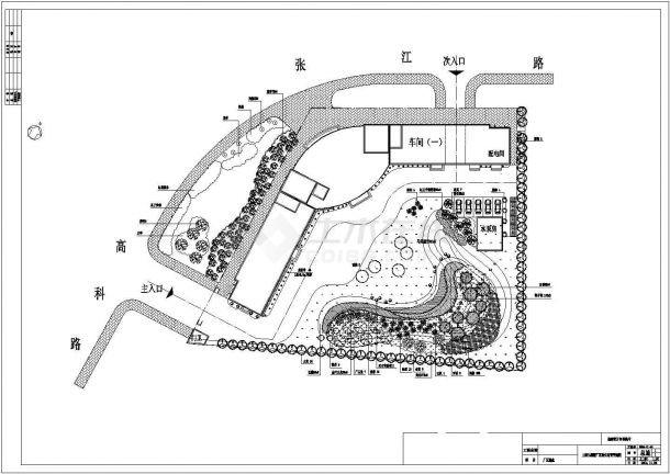 某地区厂区绿化景观规划详细方案设计施工CAD图纸-图一