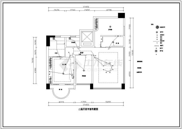 某花园小别墅室内装修设计cad施工图-图一