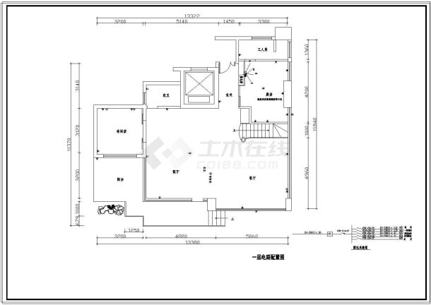 某花园小别墅室内装修设计cad施工图-图二