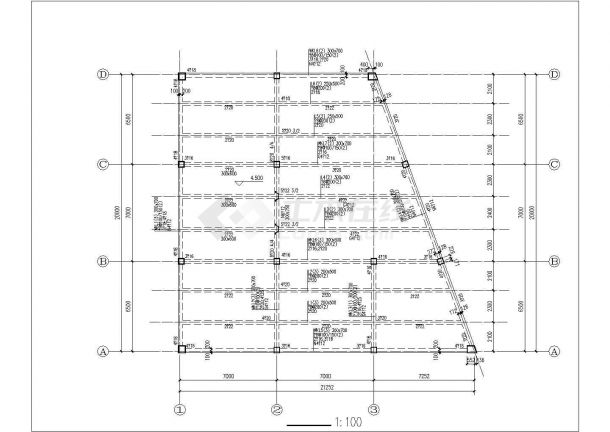 北京某星级酒店单层框架结构水泵房全套结构设计CAD图纸-图二