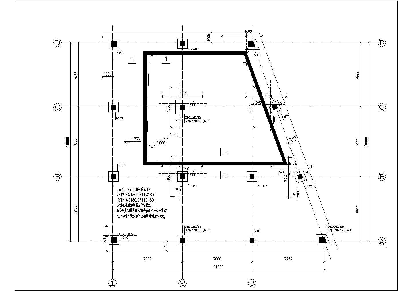 北京某星级酒店单层框架结构水泵房全套结构设计CAD图纸