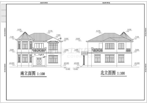 某框架结构2层简欧风格小别墅设计cad建筑施工图（带效果图）-图一