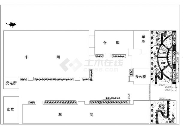 某地区工业厂区景观规划详细方案设计施工CAD图纸-图一