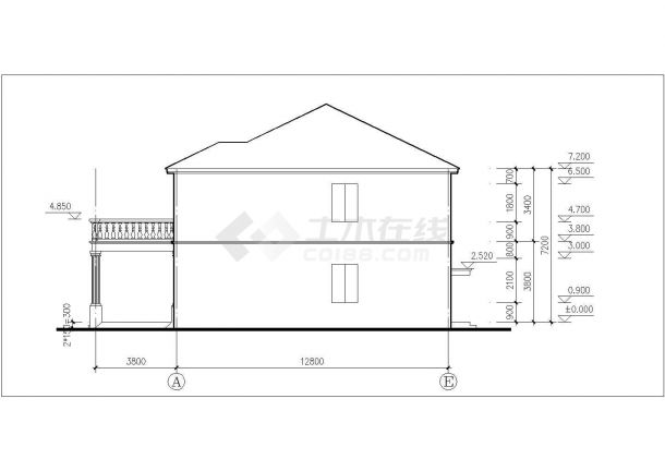 375平米3层框混结构单体别墅建筑结构设计CAD详图（含结构图）-图二