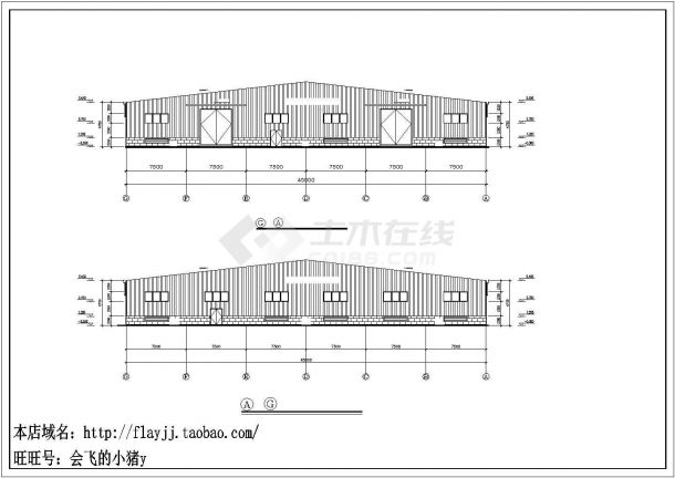 厂房设计_单层35150平米三跨门式钢架轻钢结构钢构成品厂房建施【平立剖 目录 说明】CAD设计施工图纸-图一