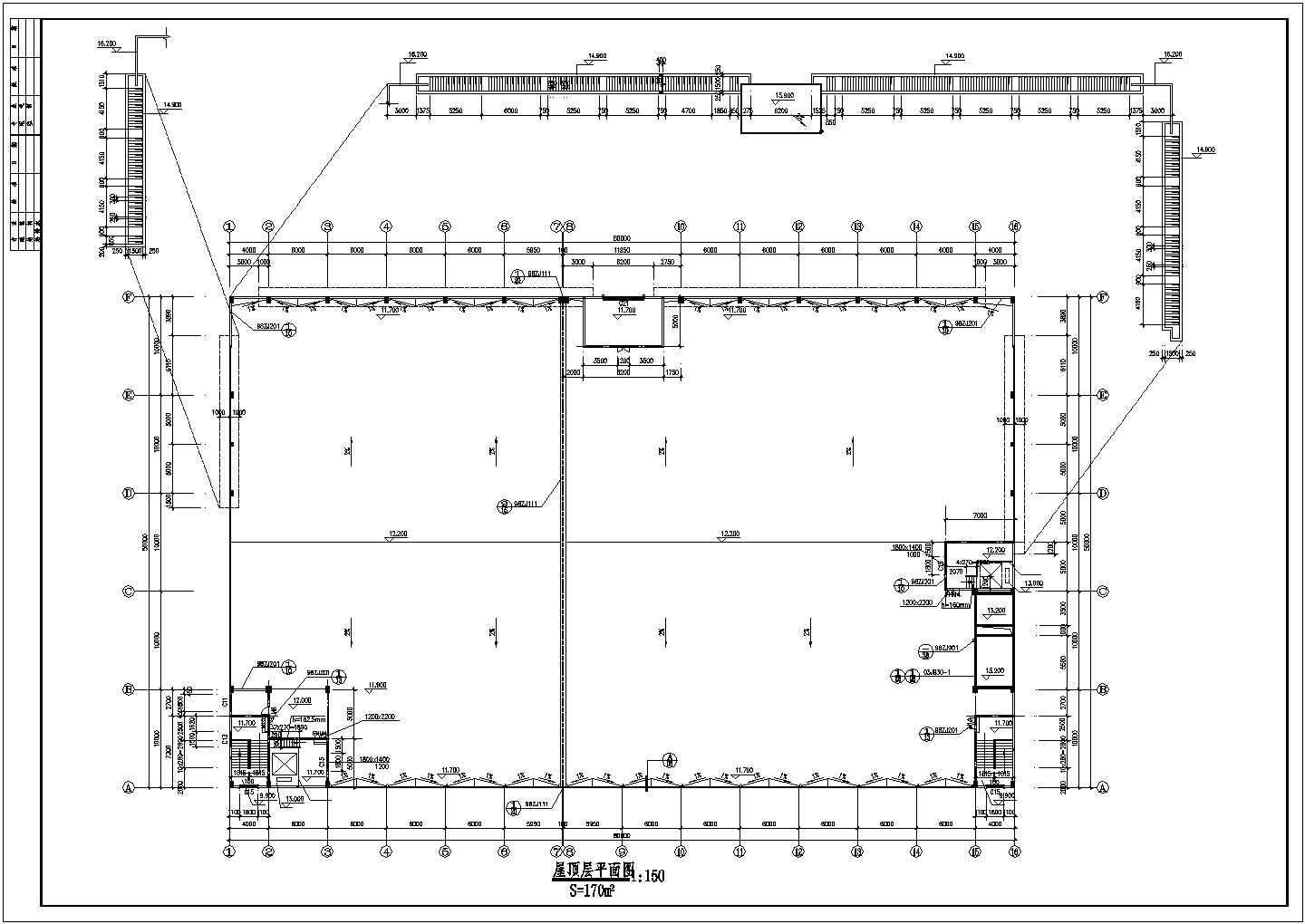 厂房设计_3层12280平米厂房建筑施工图【平立剖 节点大样】CAD设计施工图纸