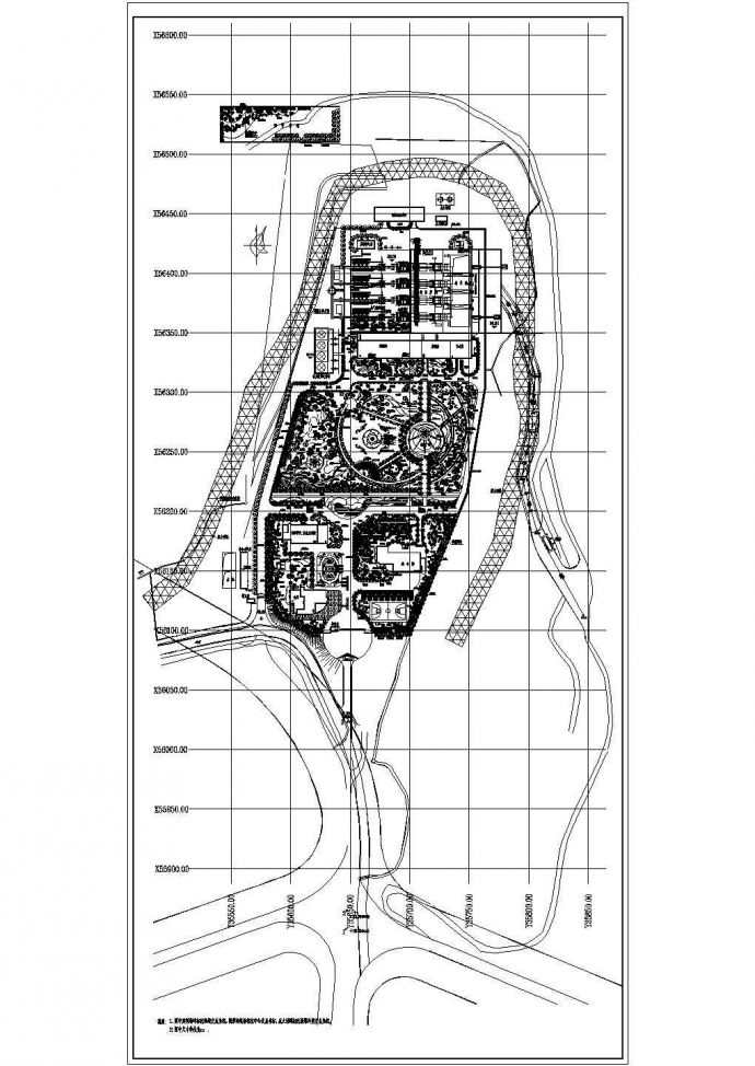 某垃圾处理厂区绿化规划详细方案设计施工CAD图纸（含说明书）_图1
