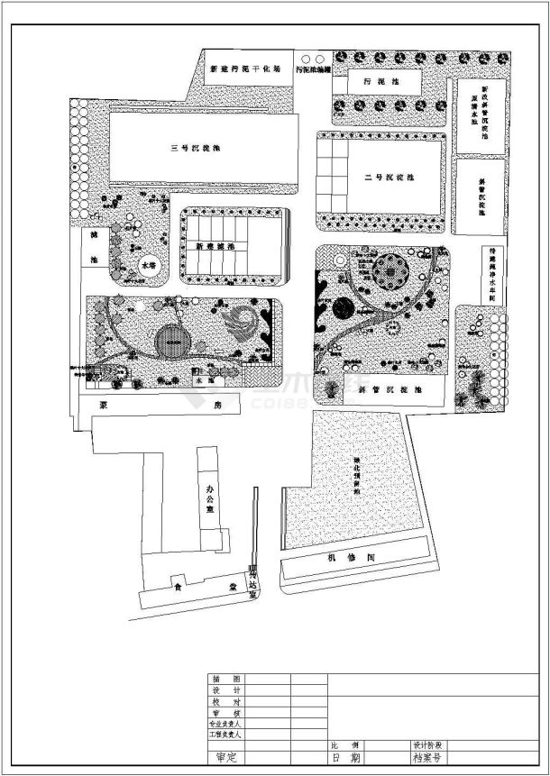 某水厂绿化规划详细方案设计施工CAD图纸-图一