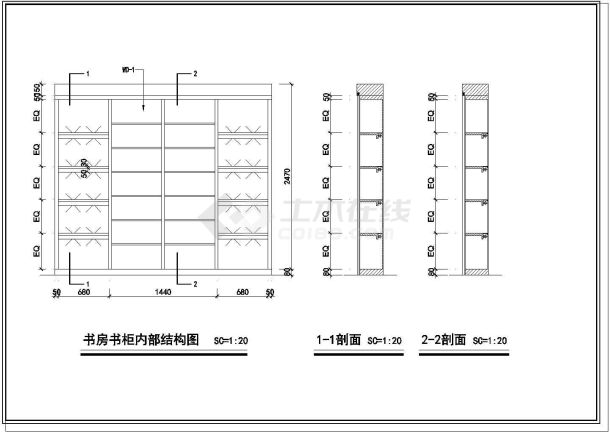 联排别墅室内精装修设计cad施工图-图二