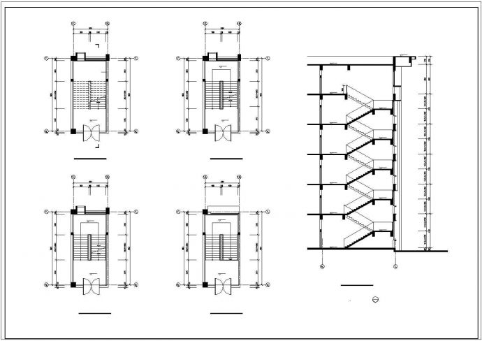 6款教学楼梯设计cad施工图纸_图1