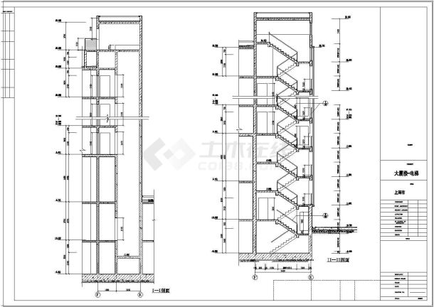 高层大厦楼梯电梯cad施工图-图一