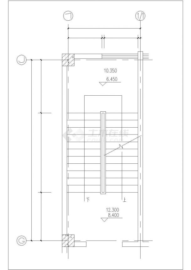 某五层六层普通楼梯设计cad施工图纸-图二