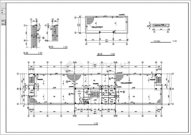 厂房设计_3层厂房建筑施工图【平立剖 窗示意图（无屋顶平面）】CAD设计施工图纸-图二