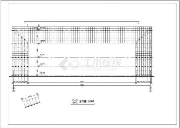 办公楼设计_某地办公楼大门建筑设计cad施工图-图二