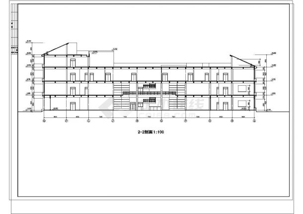 某长66.14米 宽50.4米 四层图书馆建筑设计图（无屋顶平面）-图二