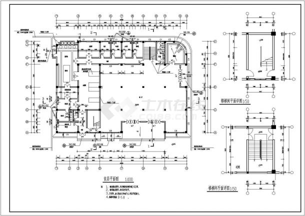 某框混结构二层食堂建筑设计cad全套施工图-图二
