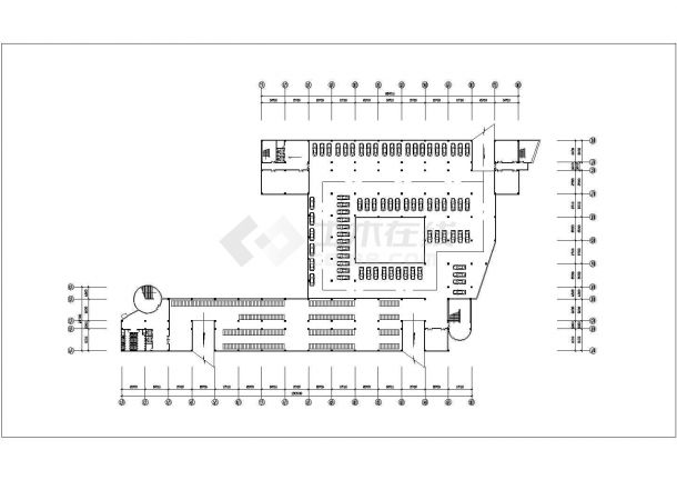昆山市某实验中学8500平米五层框架结构教学楼平立剖面设计CAD图纸-图一