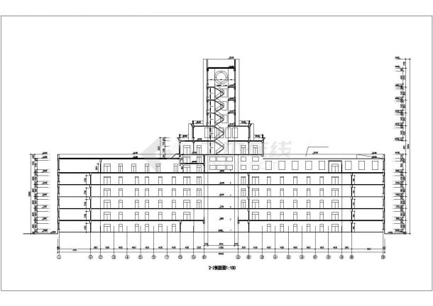 沧州市某职业学院1.5万平米6层框架结构教学楼建筑CAD设计图纸-图二