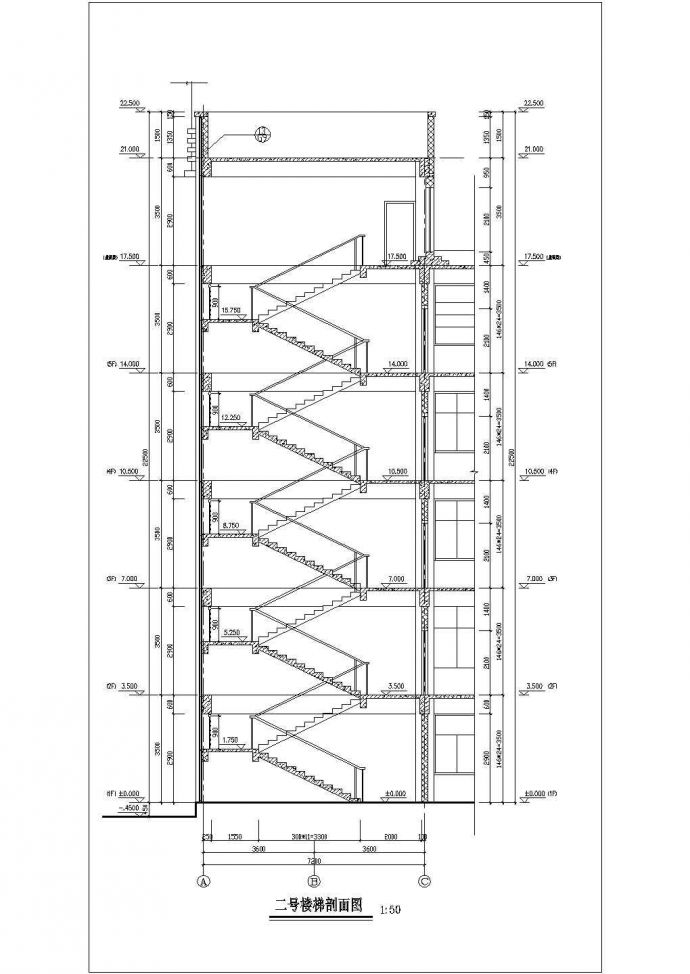 图书馆楼梯电梯平面剖面CAD详图_图1