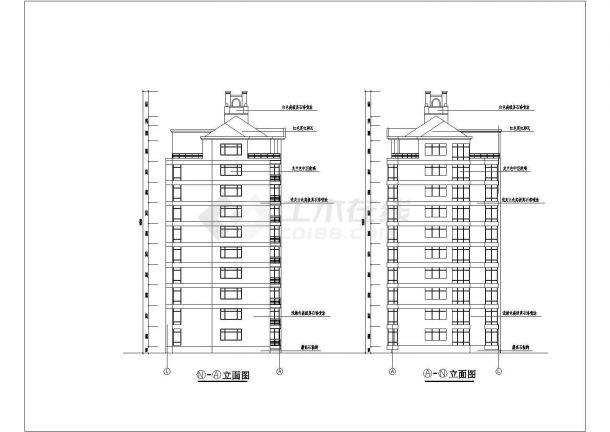 某9层大户型阁楼住宅楼建筑方案设计施工CAD图纸-图二