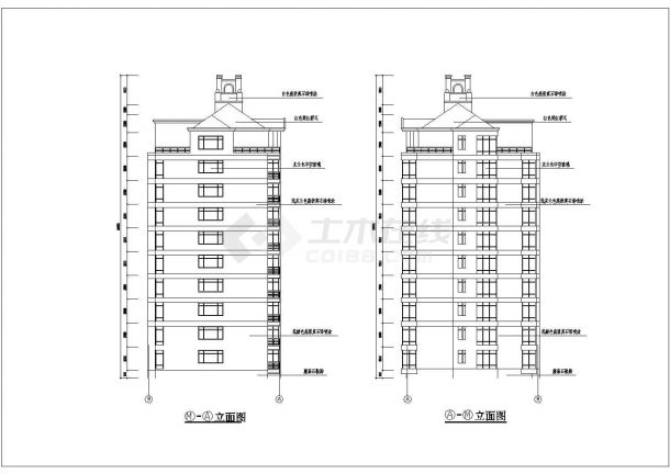 某9层阁楼框架结构住宅楼建筑方案设计施工CAD图纸-图一