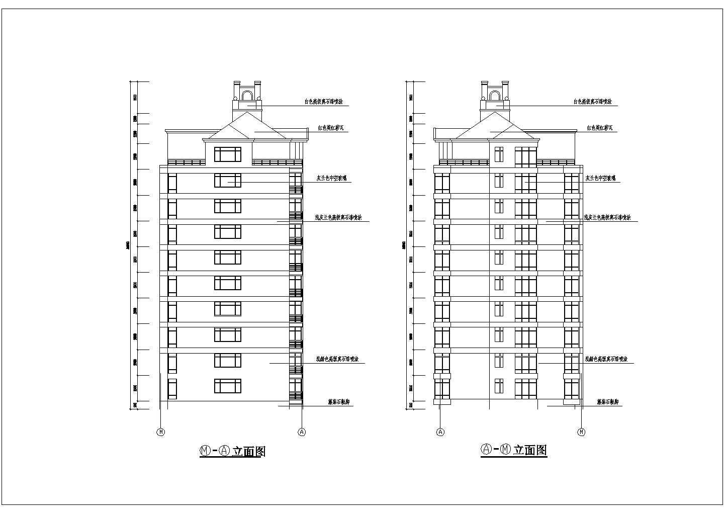 某9层阁楼框架结构住宅楼建筑方案设计施工CAD图纸