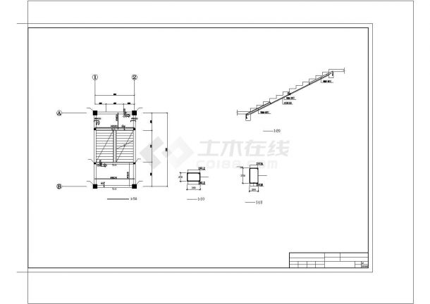 3层框架图书馆建筑设计CAD图纸-图二